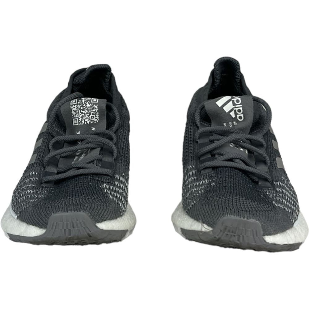 New Adidas Women US 5 Pulse Boost Sneakers Knit Textile Grey White Running Shoes